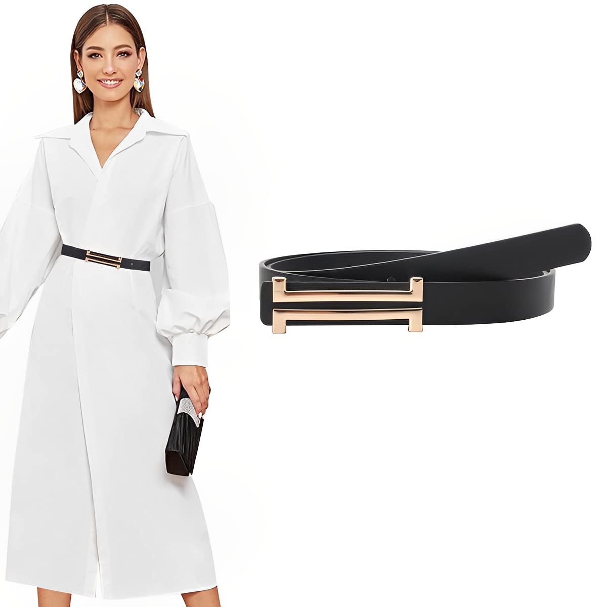 GUSTAVE Black Fashion Leather Simple Slim Belt Buckle Waist Belt for Women for Dresses,Pants,Jeans GUSTAVE Black Fashion Leather Simple Slim Belt Buckle Waist Belt for Women for Dresses,Pants,Jeans